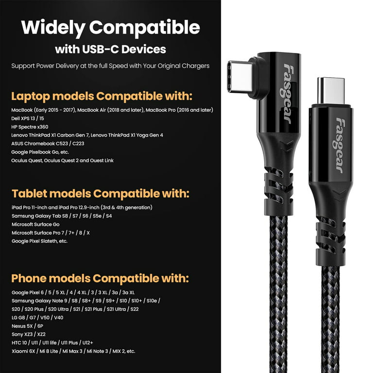 USB-C to USB-C Cable (20Gbps) Nylon Braided, Fast Charging, Dual 4K, 1