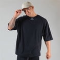 thumbnail image 2 of Camisetas de algodón de manga corta para hombre, ropa para correr, entrenamiento, Fitness, holgadas, de talla grande, informales, a la moda, de verano, nuevas, 2 of 4