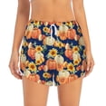 thumbnail image 3 of Uemuo fall Pumpkin Daisy Pattern Women's Athletic Shorts High Waisted Running Shorts with Liner Pockets Gym Elastic Workout Shorts-X-Large, 3 of 9