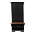 thumbnail image 6 of BizChair 31.5" Wide Hall Tree with Bench, 3 Single Storage Hooks, and 4 Lower Storage Cubbies with Adjustable Shelves in Black with Walnut Seat, 6 of 12