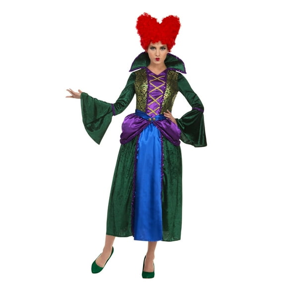 Robe et Perruque Inspirées de Hocus Pocus Witch, Costume pour Femme Winifred Bossy, TP-TG
