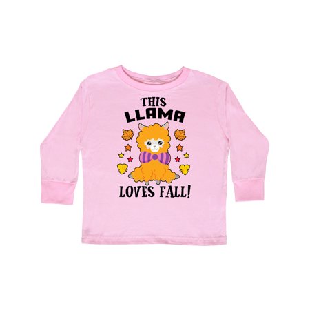 

Inktastic Cute This Llama Loves Fall with Leaves and Stars Gift Toddler Boy or Toddler Girl Long Sleeve T-Shirt