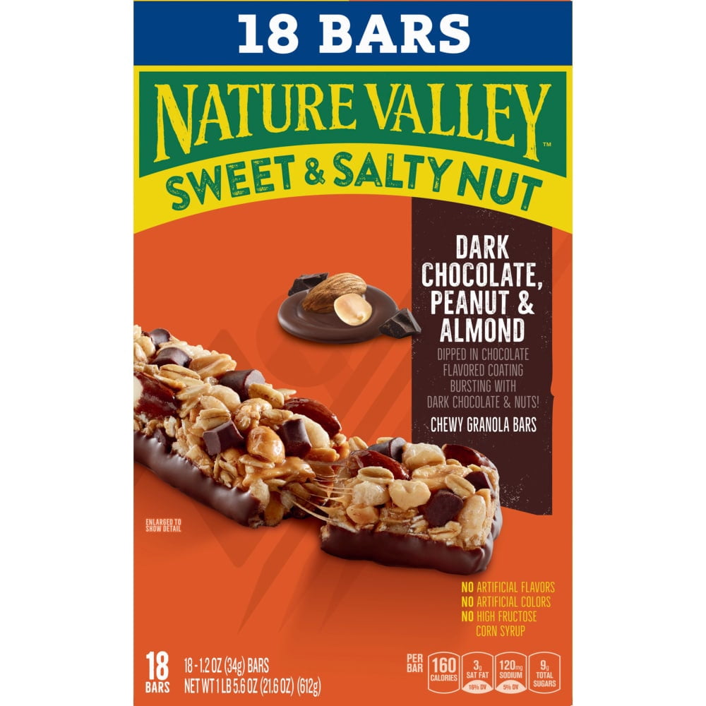 Nature Valley Sweet & Salty Nut Dark Chocolate Peanut Almond Granola bars 18 ct / 1.2 oz - 5 Pack