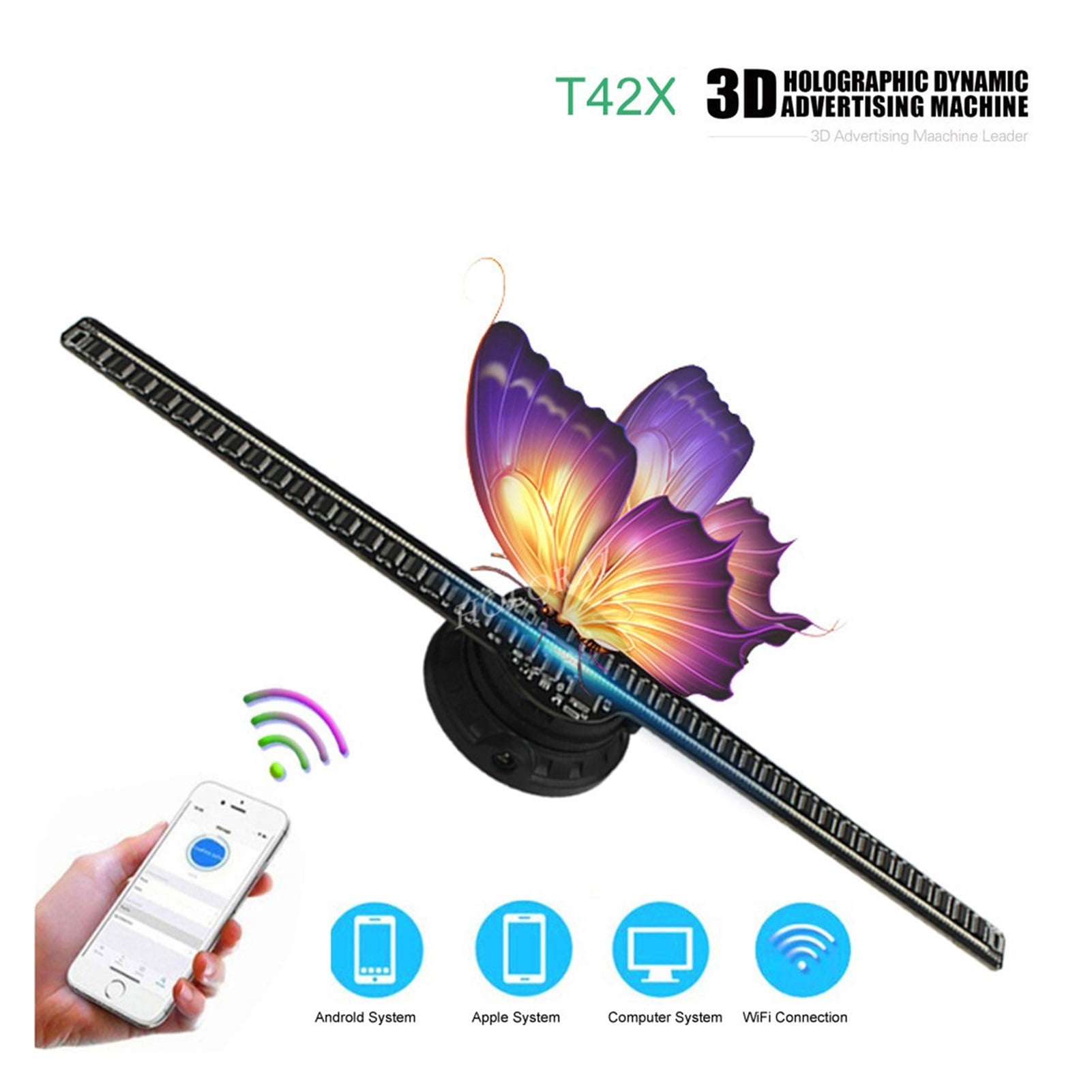 3D Hologram, 3d Wifi Fan Hologram Projector Advertising Display Hologram Fan Holographic Lmaging Lamp Display Advertising Logo Light Ideal Advertising Tool