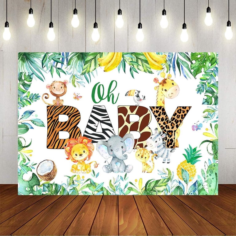 Safari Baby Shower Hintergrund – Dschungel-Motiv, 2x1,5m Vinyl, Für Fotos & Deko