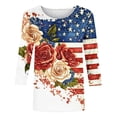 thumbnail image 4 of 250th Anniversary USA Shirt for Women 3/4 Sleeve 4th of July Tunic Tops Ladies Patriotic American Flag Blouse Independence Day Gift Multicolor 13 L, 4 of 5