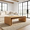 thumbnail image 5 of Light Honey Rattan Coffee Table with Genuine Rattan Legs Bohemian Style, 5 of 6
