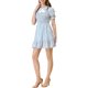 thumbnail image 4 of Vestido de manga abullonada con cuello Peter Pan y lazo en el cuello de Inspire Chic, estampado floral, azul claro, talla S, 4 of 6