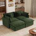 thumbnail image 3 of EHANCIS Loveseat Sofa with 2 Ottomans, Modular Sleeper Love Seat Couches, 4 Pillows, Large Size Deep Seat Loveseat, Premium Emerald Green Chenille Sofa, 2 Seat Couch for Living Room & Apartment, 3 of 12