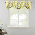 thumbnail image 2 of Tie Up Valance Curtain for Kitchen, Summer Lemons Glass Cup Rod Pocket Short Curtains Adjustable Tie-Up Shade Valances, Yellow White Check Window Treatment for Bathroom Living Room Bedroom, 2 of 9