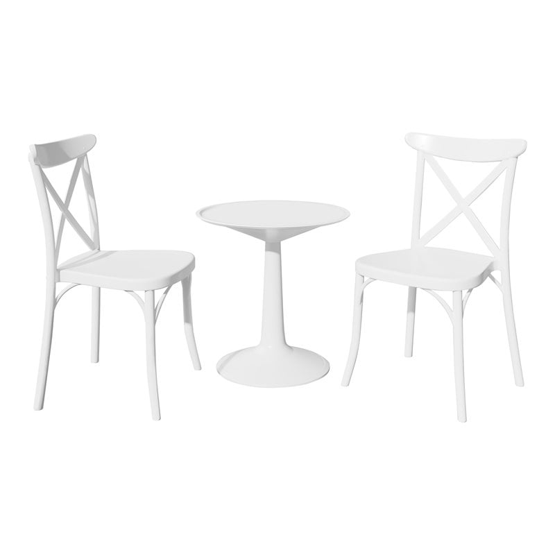 Strata Furniture 2 Xenia Polypropylene Chairs & Sprout Table in White