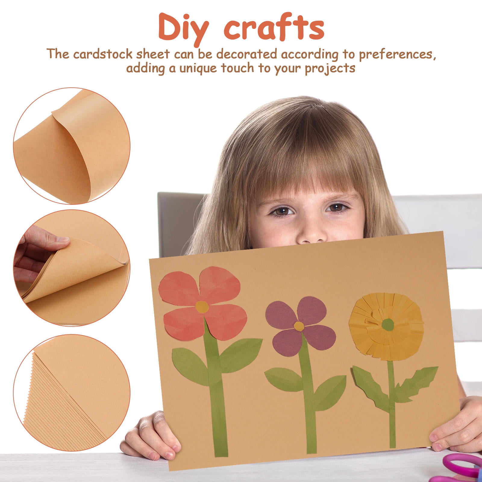 PENIKOKO 50 Pcs Brown Kraft Paper Sheets Thick Cardstock for Arts Crafts Projects