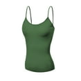 thumbnail image 3 of Emmalise Women's Camisole Built In Bra Wireless Fabric Support Short Cami (3Pk Black, Khaki, Olive, Small), 3 of 6