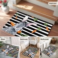 thumbnail image 5 of Entryway Rug 2'x3', Grey Bunny Easter Small Rug for Kitchen Bathroom Door Mat Indoor Entrance, Rabbits Spring Botanical Black White Stripe Non-Slip Area Rugs Floor Mats Carpet Front Door Rugs, 5 of 8