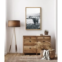 PixonSign Highland Cow Canvas Print Framed Wall Art, 16x24 inches