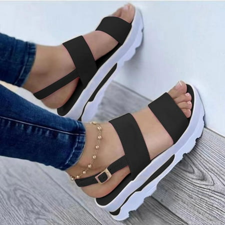 

Homedles Sandals Women- Casual Flat Open toe Gift for Women Beach Comfortable Women Sandals Black 40