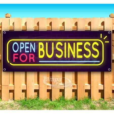 Neon Open For Business 13 oz heavy duty vinyl banner sign with metal grommets, new, store, advertising, flag, (many sizes available)