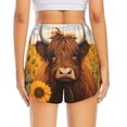 thumbnail image 4 of Goofa Countryside Sunflower Cow Printed Women 2 in 1 Running Shorts,Quick Dry Athletic Workout Shorts,High Waisted Athletic Shorts with Liner Pockets-X-Large, 4 of 9
