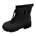 thumbnail image 3 of Mostsola Womens Combat Boots Lace up Low Heel Lug Sole Ankle Booties Mid Calf Boots, 3 of 9