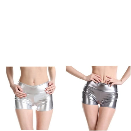 Wijhcboe 2 Pack Women Womens Jean Shorts Solid Bare Imitation Leather Cotton Shorts for Women Lingerie Pants Sexy Slim Workout Shorts Women Short Women s Shorts Casual Long Women s Shorts Denim High