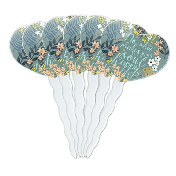 Do What Makes Your Soul Happy Heart Love Cupcake Picks Toppers Decoration Set of 6