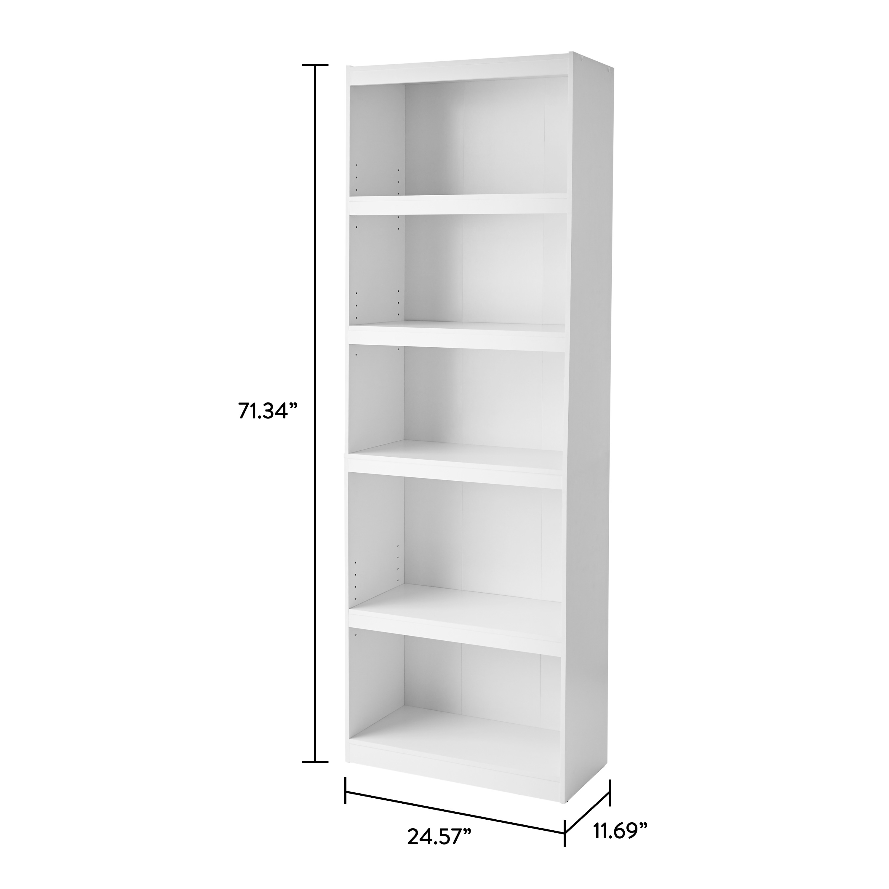 Mainstays 5-Shelf Bookcase with Adjustable Shelves, White photo 6