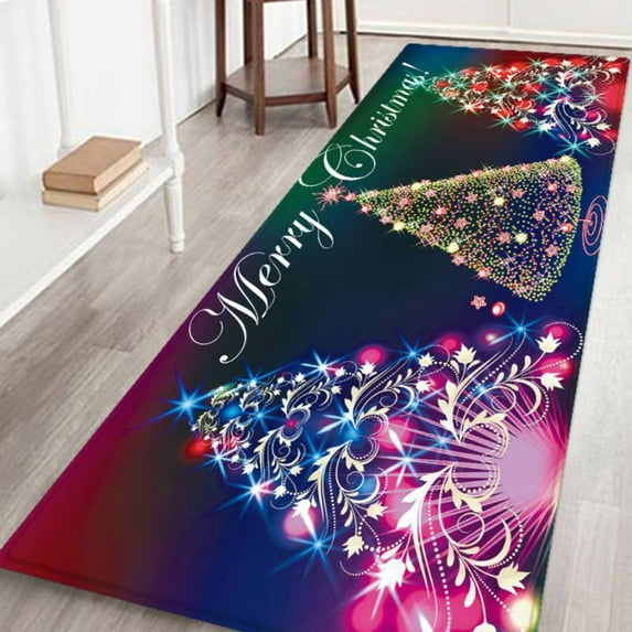 Christmas Rug Santa Claus Area Rugs Soft Door Mat Floor Mat Welcome Carpet for Bathroom Bedroom Living Room Kitchen Home Xmas Holiday Decor Non Slip Absorbent Decorative Carpet, A2, 60*180cm