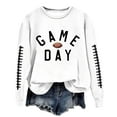 thumbnail image 5 of Women Football Sweatshirt Cute Funny Game Day Graphic Long Sleeve Crew Neck Tops 2025 Fall Trendy Relaxed Fit Blouses Z002-White M, 5 of 5