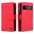 thumbnail image 2 of Feishell for Google Pixel 6 Pro 6.7 inch Zipper Wallet Case with Wrist Strap & Shoulder Strap,Premium PU Leather Magnetic Clasp Flip Holder Card Slots Crossbody Phone Case for Women Men,Red, 2 of 18