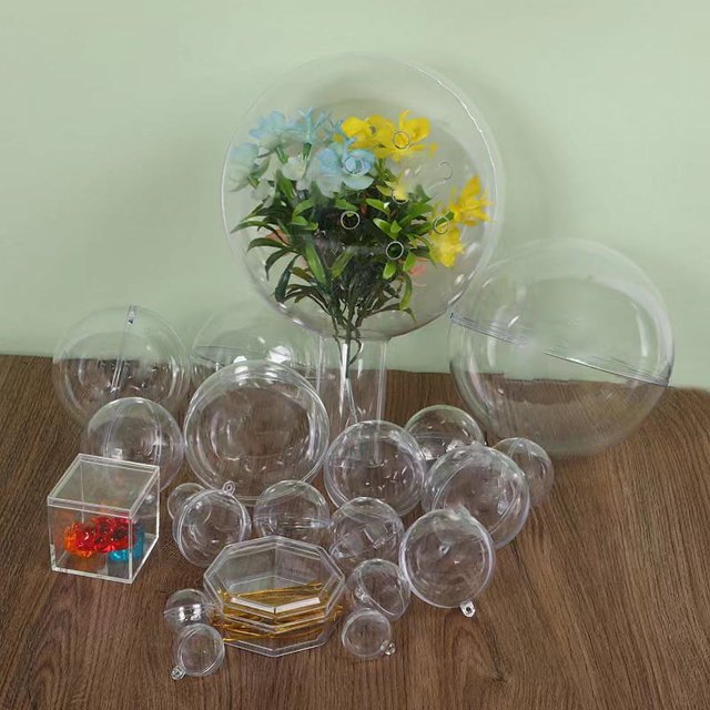 Bola de Navidad Bola de plástico transparente Bola hueca Adorno colgante para boda o fiesta Decoración Regalo Bola colgante de acrílico