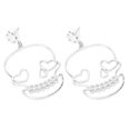 thumbnail image 4 of 1 par de pendientes con forma de calavera, colgante, Material de aleación, pendientes decorativos, suministros para fiestas DIY, Plata, 4 of 14