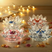 OEFNTAC Crystal Flower Tealight Holder 4.5in Glass Candle Cup Centerpiece Home Wedding Christmas Party Romantic Table Decor Gift