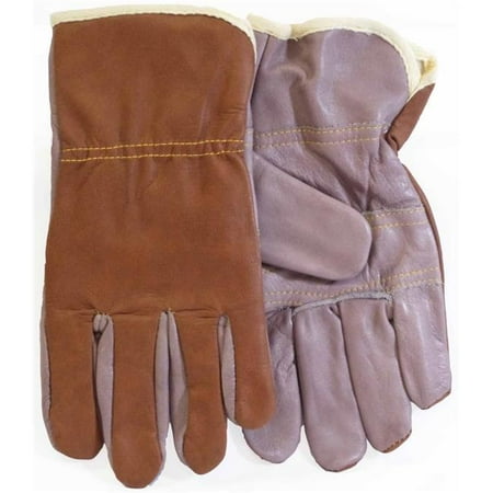 

Misc 743 Leather Mens Work Gloves with Palm Cloth Lined Brown & Purple - Large
