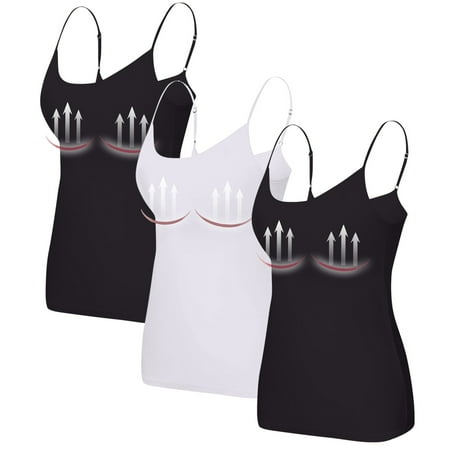 Alitao Camisole Tops Workout Tops Women s Summer Tops 2025 Tank Top Yoga Gym Sleeveless Camisole Plus Size Underwear With Chest Pad S 6XL Cotton Shirts Summer Tops Black M