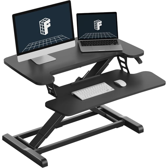 Standing Desk Converter 28" Desk Riser for Small Spaces, Sit-Stand Desktop Workstation for Laptop & Single Monitor