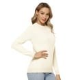 thumbnail image 4 of LANPULUX Sweaters for Women Lightweight Soft 100 Wool Mock Neck Pullovers Long Sleeve, White, 4 of 7