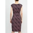 thumbnail image 4 of Connected Apparel Scoop Neck Cap Sleeve Ruched Side Multi Print Short ITY Dress-MAUVE / 6, 4 of 5