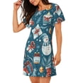 thumbnail image 2 of Balery Christmas Snowman Gift Camisón de manga corta con cuello redondo para mujer, cómodo y elegante., 2 of 6