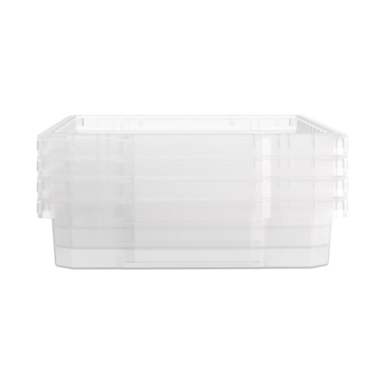 Rubbermaid Classic Clear 12 qt. Stackable Heavy Duty Plastic Storage Bins, White