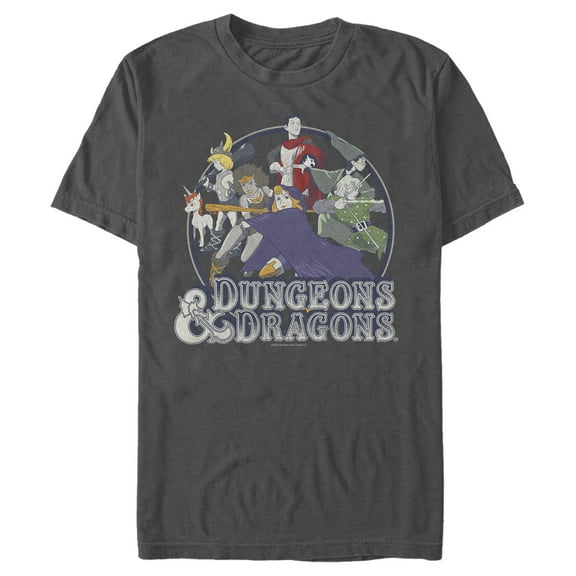 Men's Dungeons & Dragons Fantasy Players Cartoon  Graphic Tee Charcoal Small