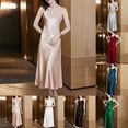 thumbnail image 2 of ALSLIAO - Vestido de noche de satén de seda sintética para mujer, con tirantes y escote en V, sexy, para fiesta, color blanco, talla 2XL, 2 of 8