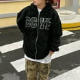 thumbnail image 3 of Gibobby Sudaderas para mujer con cierre y con capucha, chamarra de otoño de gran tamaño, casual, con cordón, con cierre, Y2K, con bolsillo(Negro,G), 3 of 5