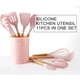 thumbnail image 3 of Juego de utensilios de cocina, 11 piezas de herramientas de silicona resistentes al calor, antibacterianas, mangos de madera ergonómicos, antiadherentes, para cocinar de forma segura, color rosa,, 3 of 8