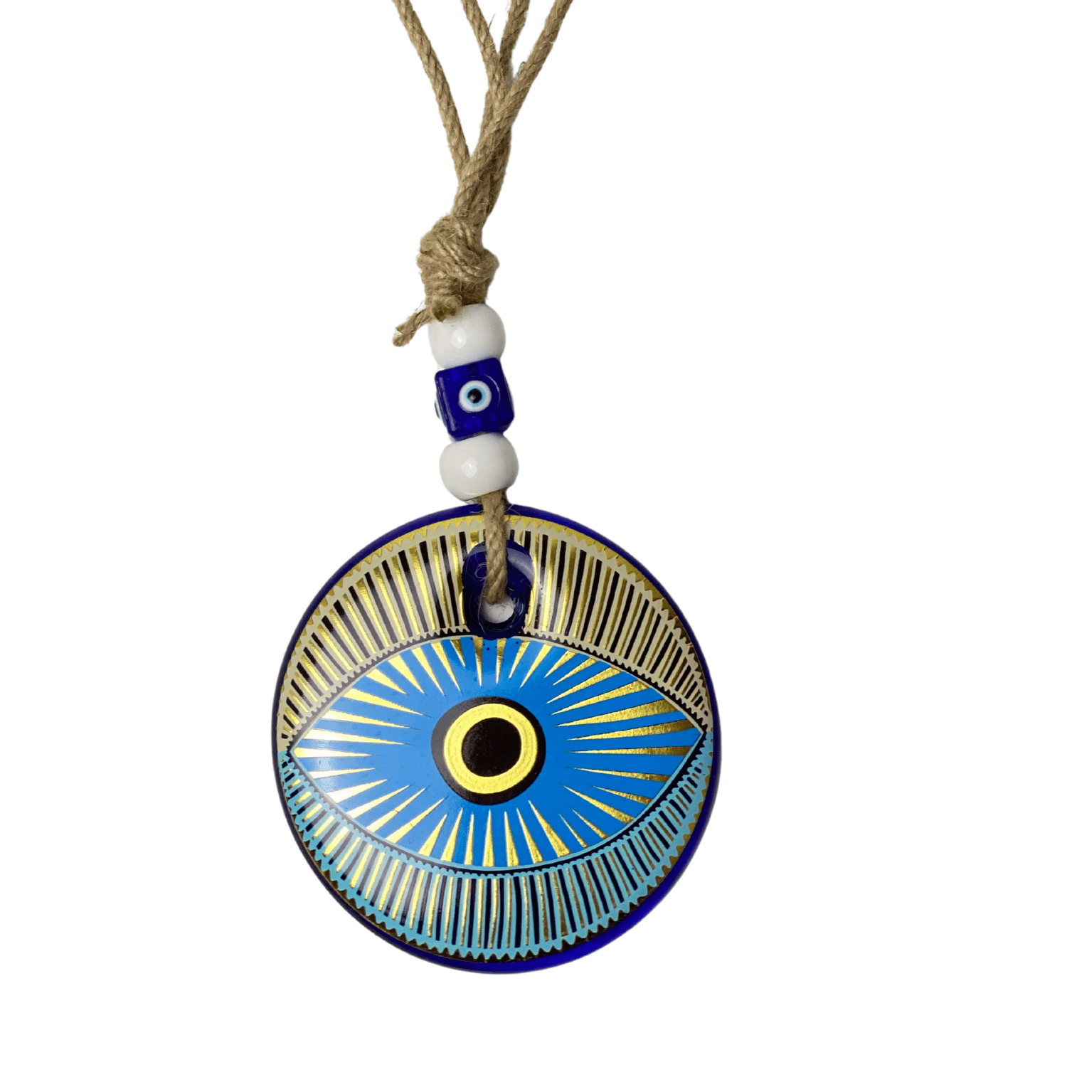 Evil Eye Lovers Turkish Evil Eye Wall Hanging Glass Good Luck Gift Ideas Protection Charm for Home (Large)