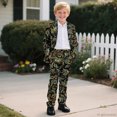 thumbnail image 6 of Whosucclay Elastic Waist Boys Suit Set for Graduation Party Wear, Polyester Soft Elastic Adjustable Waist Boys Suits, Metallic & Floral Pattern, 6 of 10