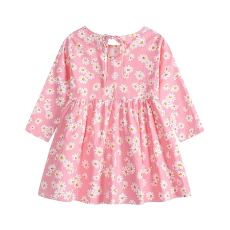 

JYNZ Newborn Baby Girl Clothes 6 Months-3 Years Toddler Baby Girl Clothing Long Sleeve One-Piece Floral Print Dress Fall Kids Skirt Pink 6-9 Months