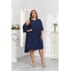 thumbnail image 5 of Vestido para mujer, talla grande, 2 piezas, para madre de la novia, vestido fluido de gasa con volantes, boda e invitada con chaquetas, azul marino, 16 W, 5 of 7