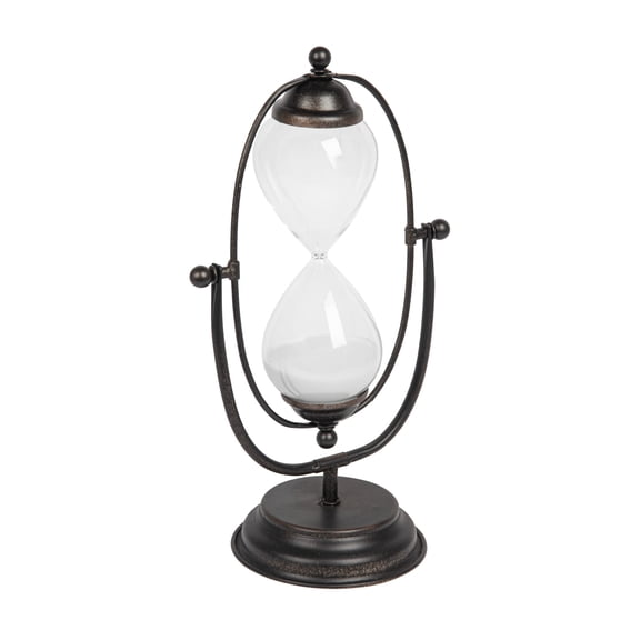 Creative Co-Op Decorative Rust Color Metal Hourglass with White Sand