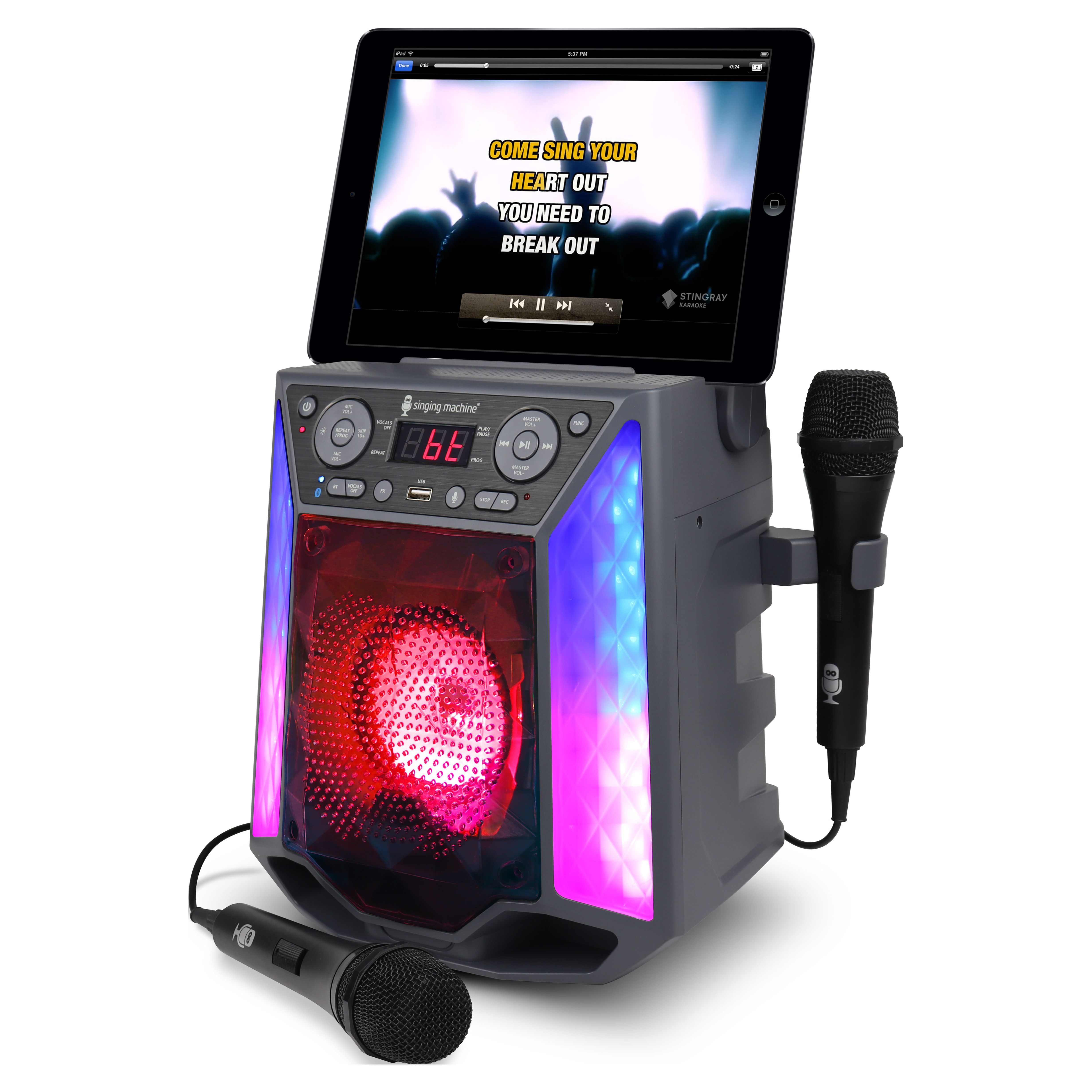 Singing Machine Shine Duets with Voice Assistant Bluetooth Stand Alone Karaoke Machine, SML2250, Black - image 5 of 9