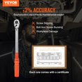thumbnail image 3 of VEVOR 1/4 3/8 & 1/2 inch Drive Click Torque Wrench 10-250in.lb Dual-Direction Mechanical Dual Range Kit with Adapters Orange - 10-150ft.lb, 3 of 5